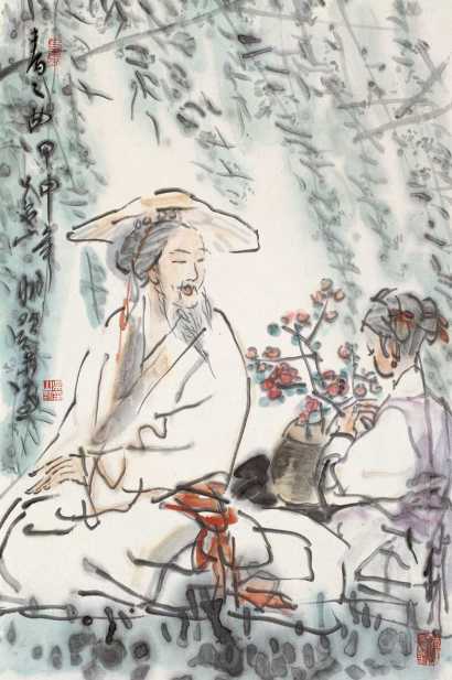 吴山明 甲申（2004年）作   春之曲 立轴